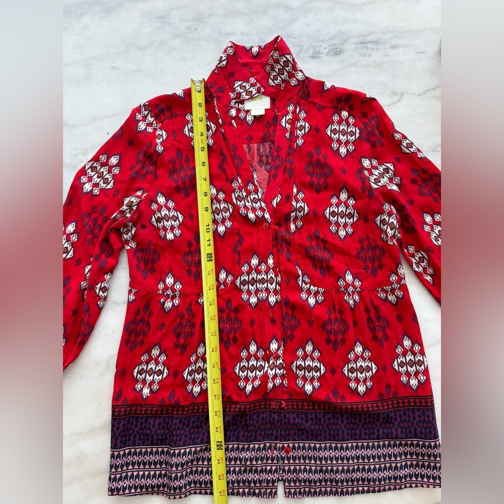 Anthropologie Maeve Floral Button Down Blouse Boho Lightweight Women Size 6 - Picture 12 of 14